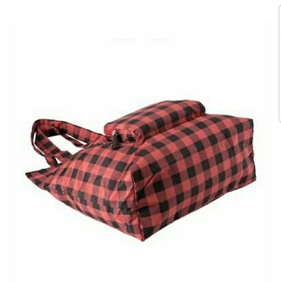 COACH RED AND BLACK GINGHAM PACKABLE TOTE - Picture 2 of 5